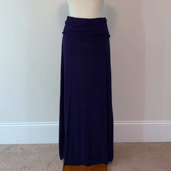 Women's Design History Long Blue/Navy Fold Over Waist Skirt Size Small - Picture 1 of 5
